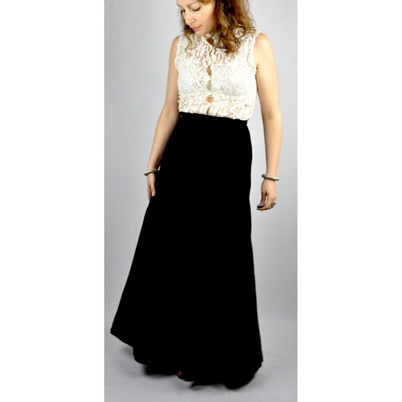 Maxi Black VELVET High Waisted Skirt - Pencil Skirt - Wiggle A Line Skirt XS - S - Picture 4 of 5